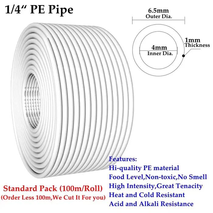 1/4 "3/8" PE tuyau de qualité alimentaire tuyau de purificateur d'eau Tube souple de haute qualité A
