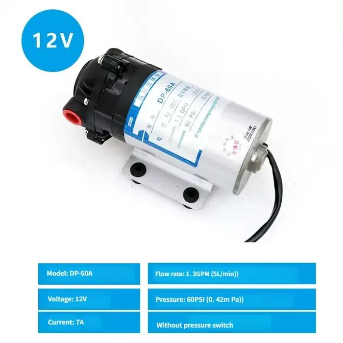 Pompe à diaphragme électrique BLDC DP-60A, pompe à eau à moteur sans balais DC 12V 24V, 5LPM 60psi, 