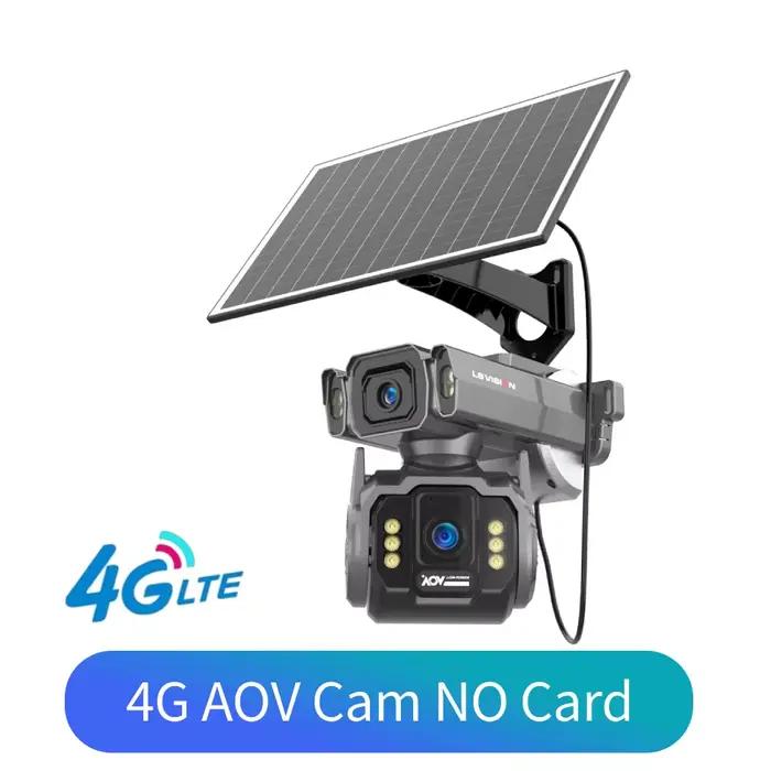 Caméra de surveillance extérieure solaire LS VISION AOV 4G SIM, 4 objectifs, zoom automatique, suivi