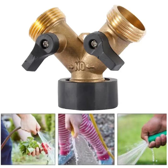 Mathiateur de Tuyau d'Arrosage à 2 Voies, Distributeur d'Eau de Jardin en Laiton Massif, Connecteur 