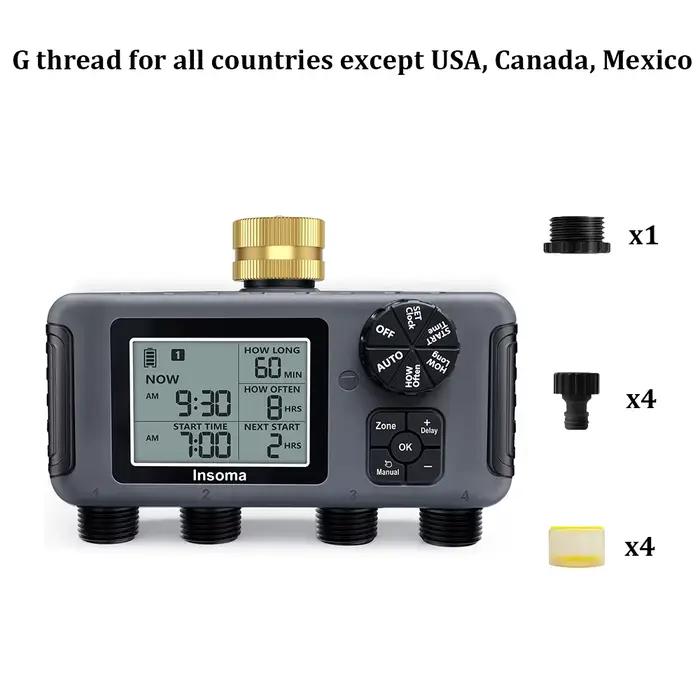 Minuterie d'eau automatique à 4 sorties, programmateur d'irrigation, robinet d'arrosage, minuterie d