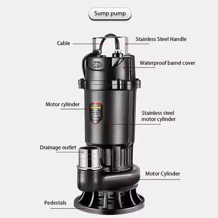 Pompe submersible domestique 220V pour eaux usées, fèces et boue, pour fosse septique