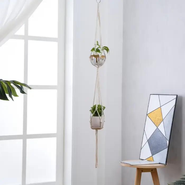 Panier suspendu pour plantes en macramé fait à la main, support pour Pots de jardin, balcon, décorat