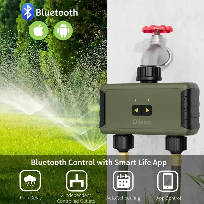 Diivoo-Arroseur chronométré pour tuyau d'arrosage, minuterie d'eau intelligente Bluetooth, jusqu'à 2