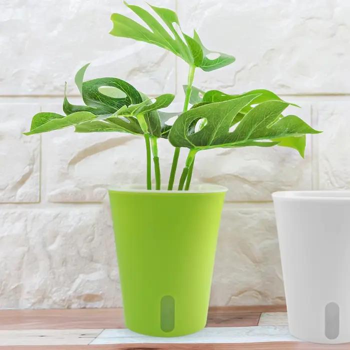 Pot de fleur d'arrosage automatique, récipient en plastique Lauren avec trou de proximité, pots de p