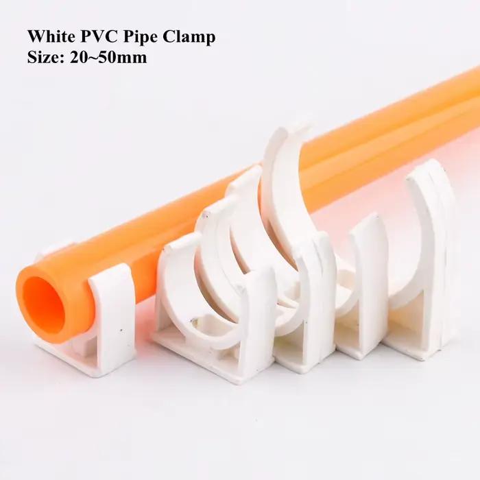 Collier de serrage de tuyau en PVC blanc, alimentation en eau, d'argile de jardin, clip de tube d'ea