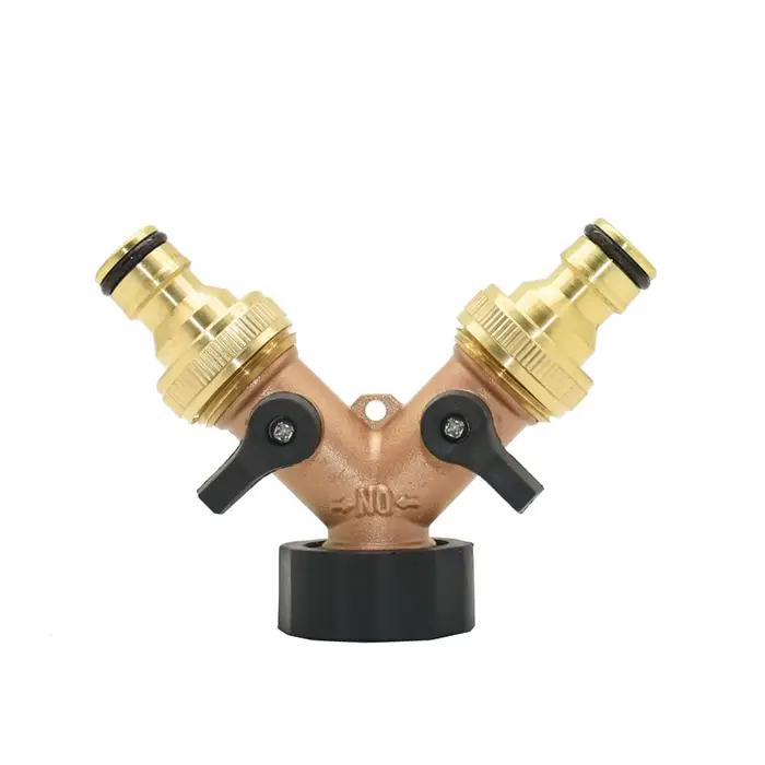 Séparateur de tuyau d'eau de jardin à 4 voies en laiton avec filetage 3/4 ", robinet de jardin Shunt