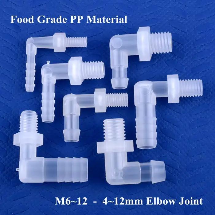 Connecteur Coudé en Plastique PP de Qualité Alimentaire, Raccords Précieux d'Aquarium, Joint de Tuya
