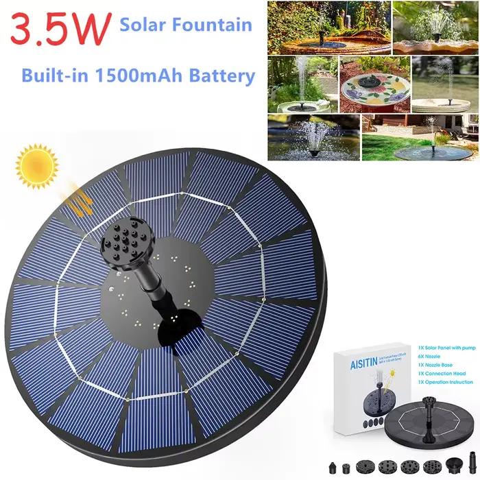 Pompe de fontaine solaire 3,5 W, pompe à eau solaire, fontaine flottante, batterie 1500 mAh intégrée