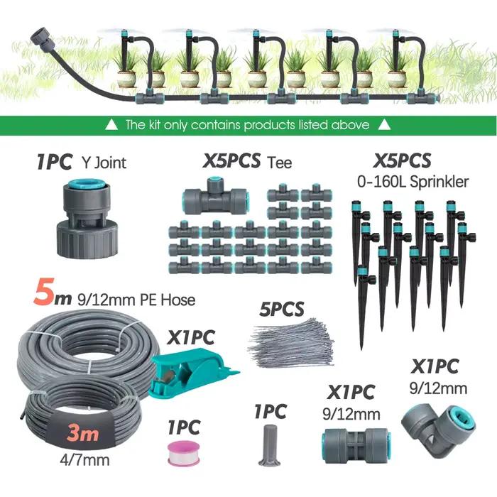Système d'arrosage d'irrigation de jardin barboteur 3/8 ", tuyau PE 9/12mm 360 °   Pulvérisateurs d'