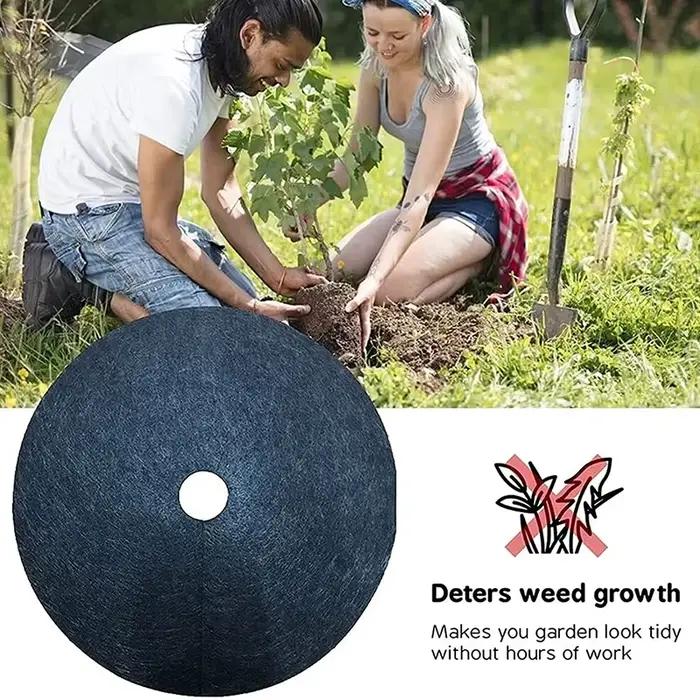 Anneau de paillis d'arbre non tissé, barrière de désherbage, polymères protecteurs, couverture végét