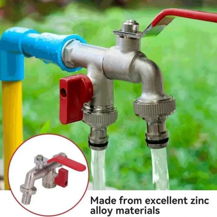 Robinet d'arrosage extérieur en alliage de zinc pour usage industriel et domestique, 1 entrée 2 sort