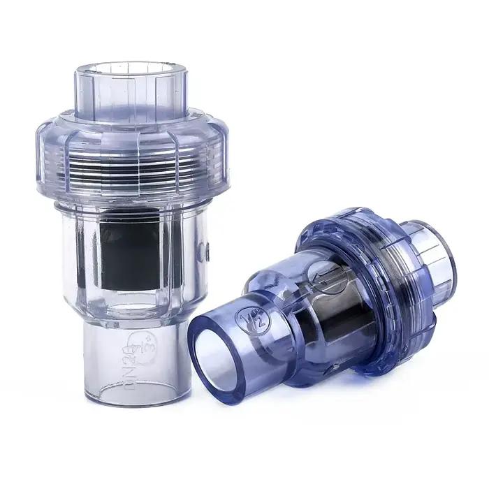 1 pièce Robinet anti-retour simple en UPVC transparent bleu gris foncé, diamètre intérieur 20~63mm, 