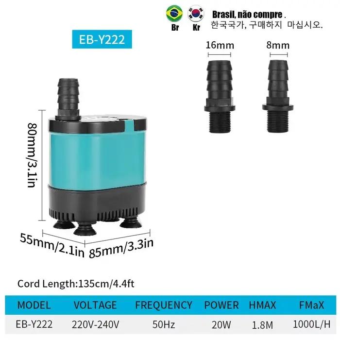 Pompe à eau submersible pour aquarium, pompe de fontaine pour bassin à poissons, fontaine de jardin,