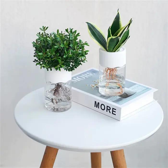Mini Pot de fleur hydroponique, Vase décoratif de maison, Imitation verre Transparent, Pots de plant