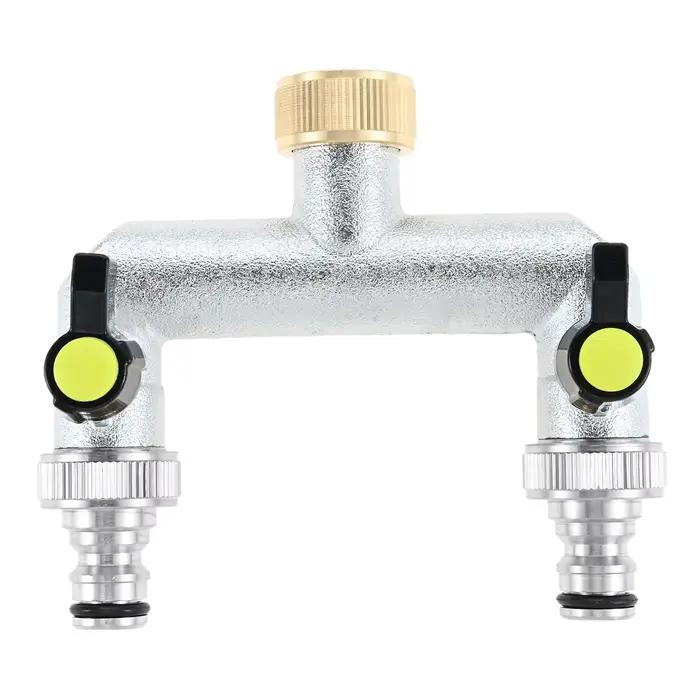 Distributeur d'eau du robinet à 2 voies Distributeur de connexion d'eau de 3/4 pouces avec vannes d'
