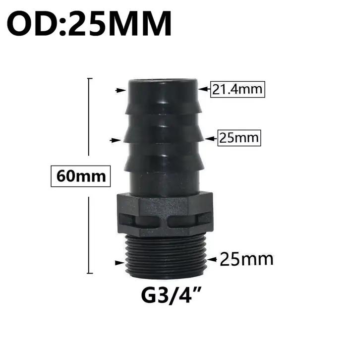 Connecteur de tuyau d'arrosage PE, 5 pièces, 16/20/25/32mm, filetage 1/2 3/4 1 ", coupleur coudé dro