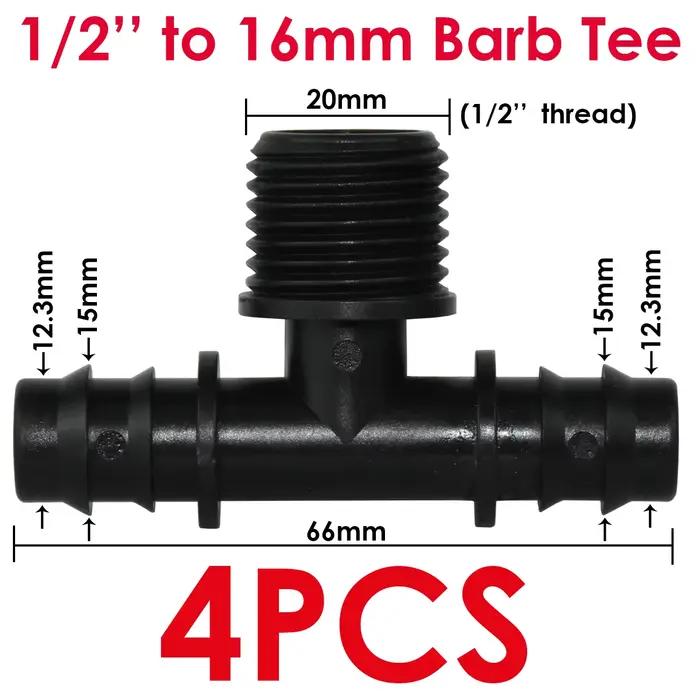 KESLA 4 pièces 1/2 "3/4" fileté 16 20 25MM PE tuyau barbe té connecteur adaptateur Tubes Joints jard