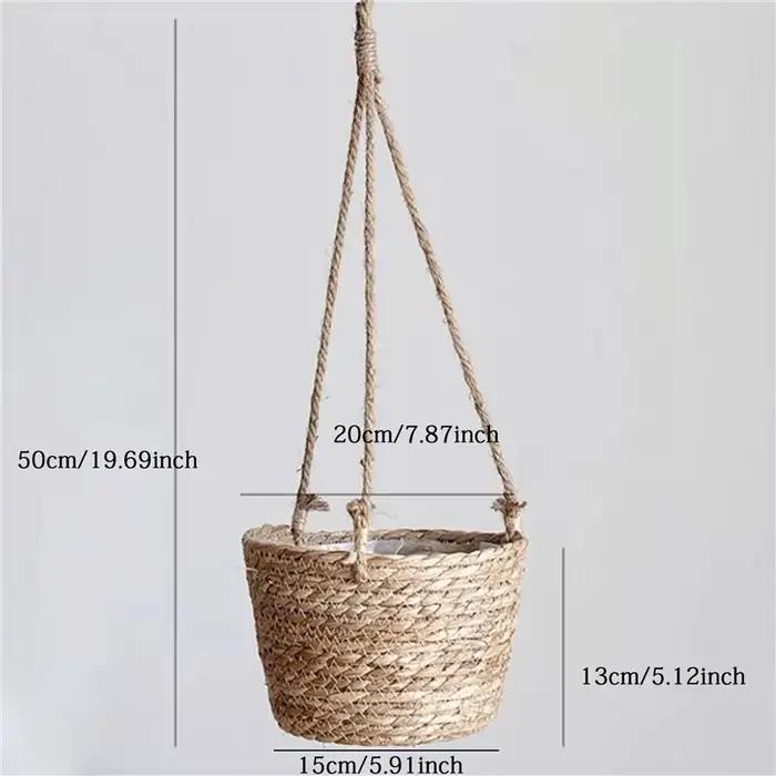 Jardinière suspendue en macramé, panier de rangement pour plantes, corde de Jute tissée, support de 