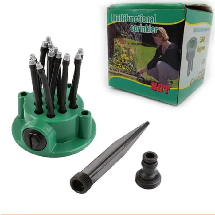 Arroseur automatique multi-têtes à 360 degrés pour jardin, outil d'irrigation facile à utiliser