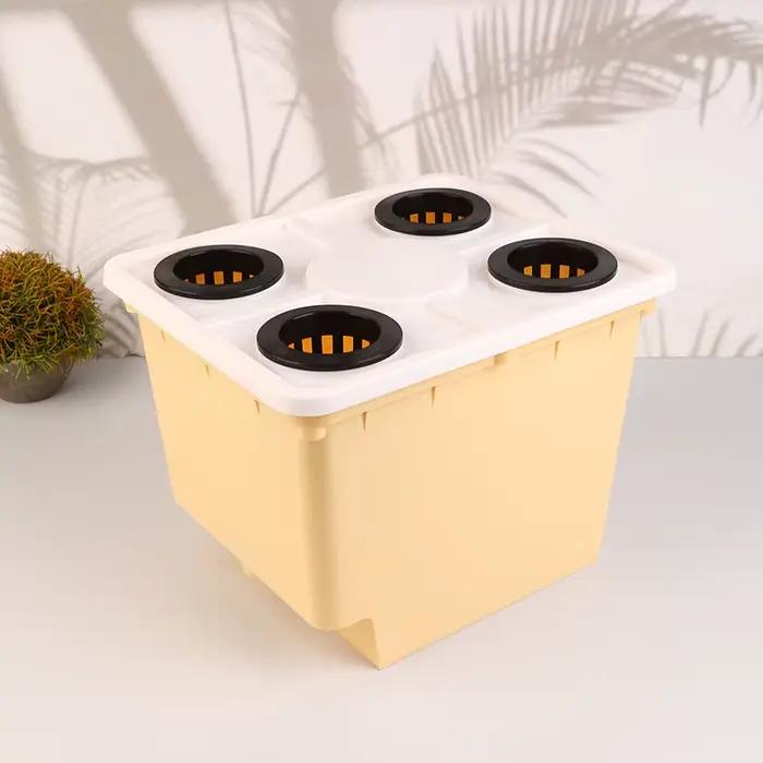 Seau de système hydroponique avec coudes de Siphon, couvercle à quatre trous, pot de fleurs de plant