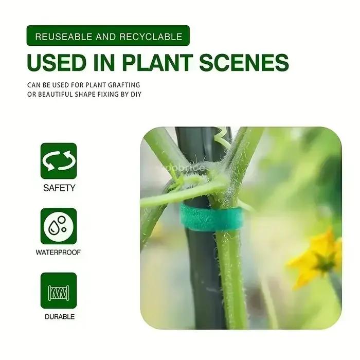 Attache de câble en Nylon pour plantes auto-adhésives, vert, réglable, Support de boucle à crochet, 