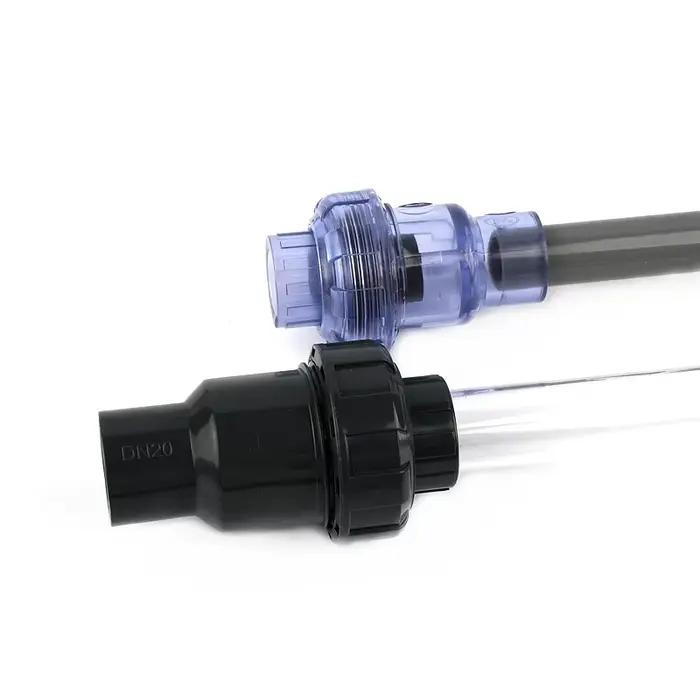 1 pièce Robinet anti-retour simple en UPVC transparent bleu gris foncé, diamètre intérieur 20~63mm, 
