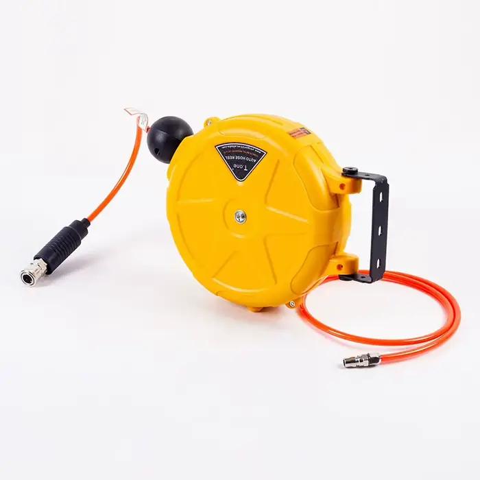 Enrouleur de tuyau à rembobinage automatique de 10 m pour compresseurs avec support pivotant et syst