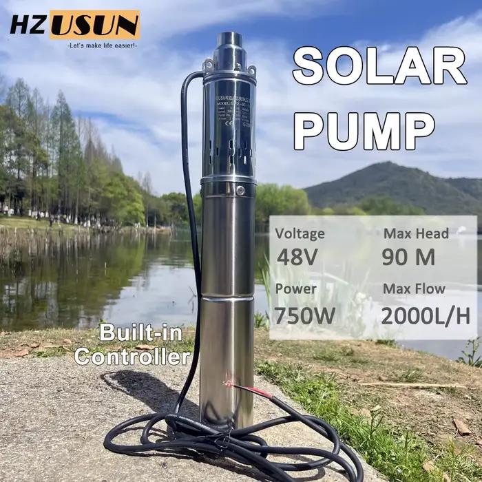 Pompe de puits souterrains Submersible haute pression à énergie solaire de 1 HP avec contrôleur inté