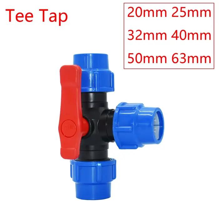 Connecteur d'eau du robinet en plastique PE, séparateur en T, coupleur de Valve rapide, bouchon d'ex