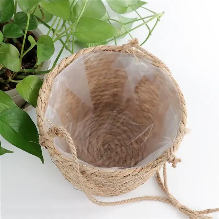 Jardinière suspendue en macramé, panier de rangement pour plantes, corde de Jute tissée, support de 