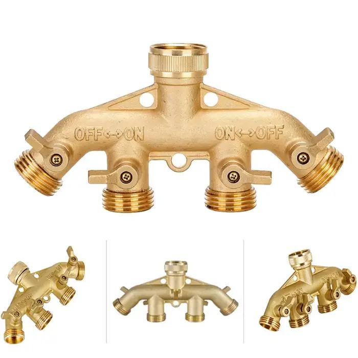Séparateur de tuyau d'arrosage en laiton, 3/4 pouces, 2/4 voies, robinet de jardin, connecteur d'arr