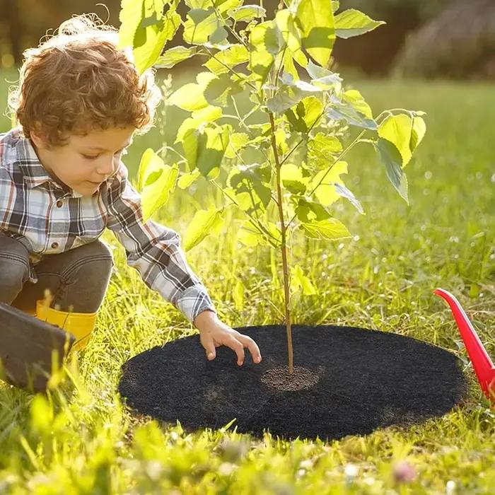 Anneau de paillis d'arbre non tissé, barrière de désherbage, polymères protecteurs, couverture végét