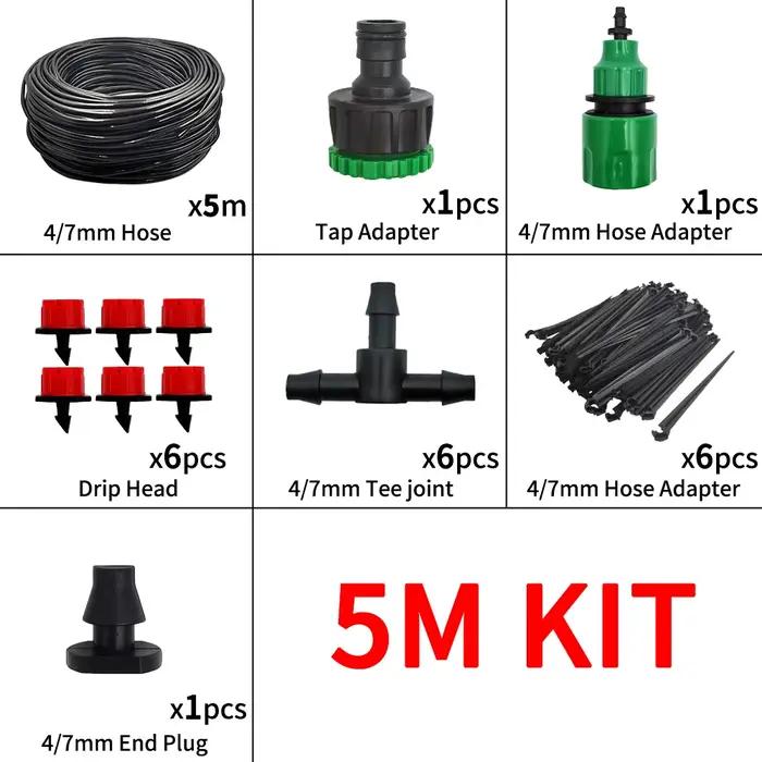 Système d'irrigation goutte-à-goutte portable 5-20M, arrosage automatique avec goutteurs réglables, 