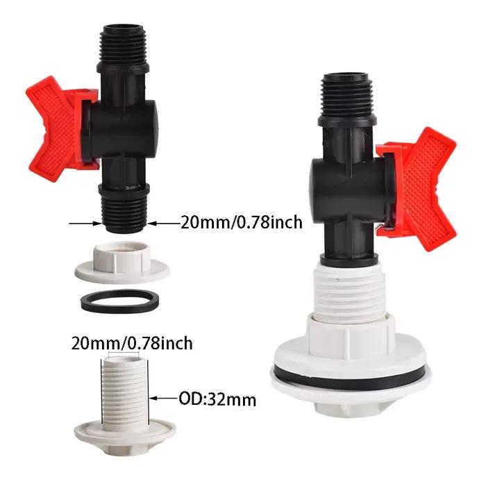 Robinet de robinet de 1/2 pouces, raccord de cloison pour baril d'eau, réservoir d'eau, barils de pl