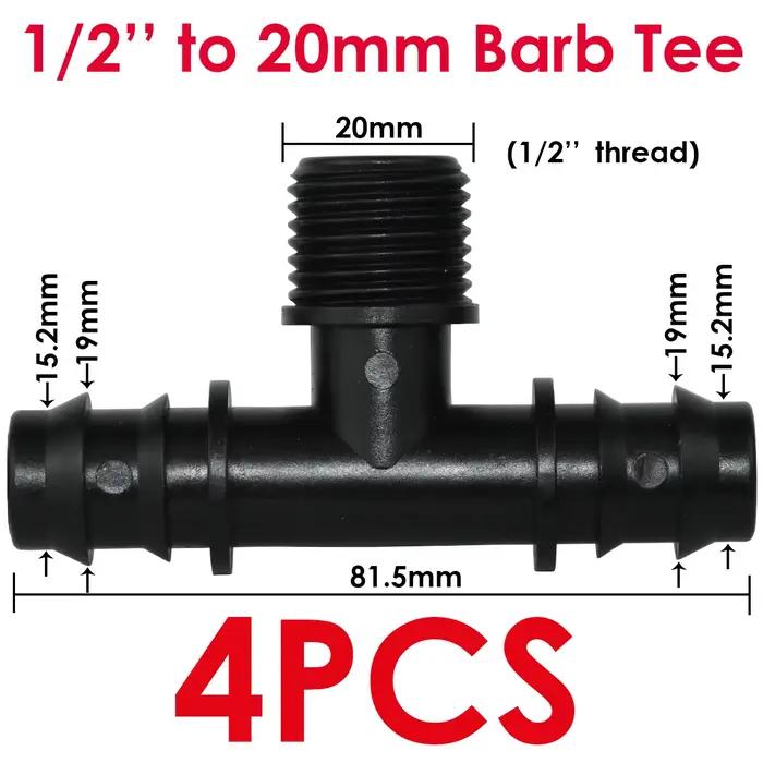 KESLA 4 pièces 1/2 "3/4" fileté 16 20 25MM PE tuyau barbe té connecteur adaptateur Tubes Joints jard