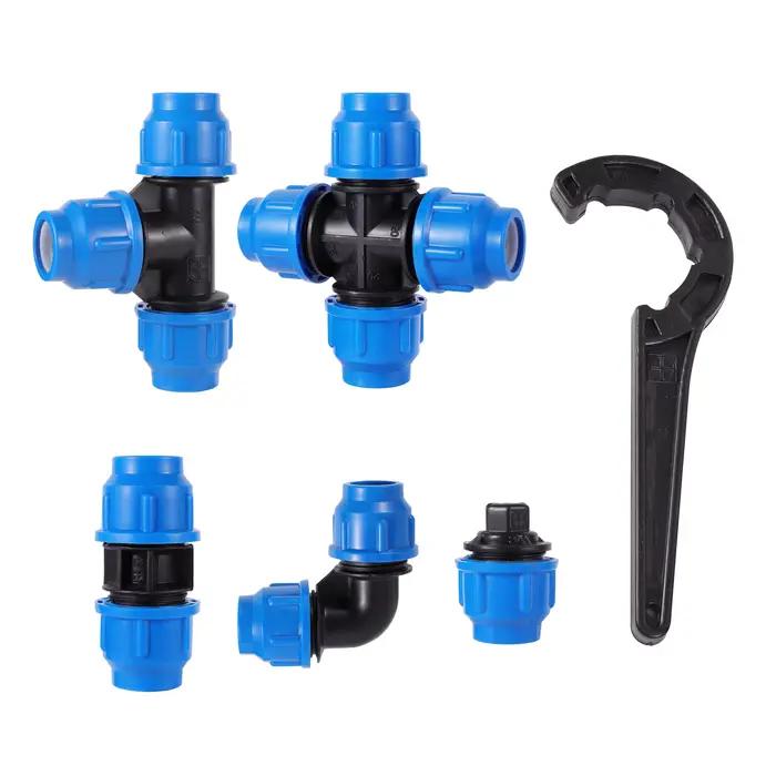 Connecteur rapide de tube PE, joint rapide direct, embout coudé droit en T, 20mm, 25mm, 32mm, 40mm, 