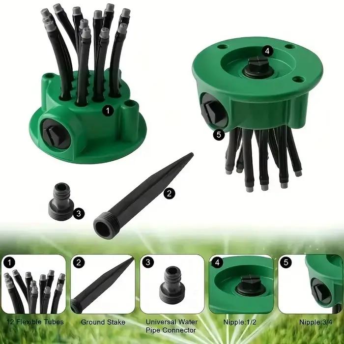 Arroseur automatique multi-têtes à 360 degrés pour jardin