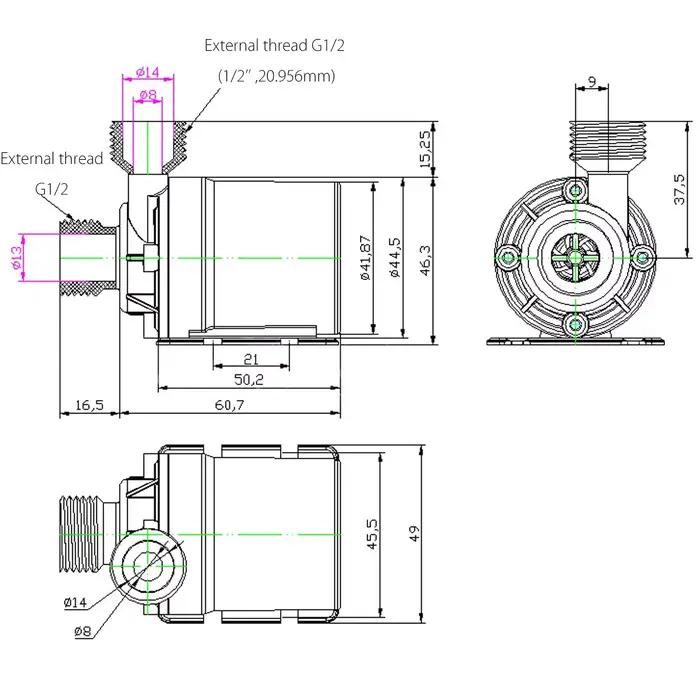 Pompe Submersible silencieuse à moteur sans balais DC12V DC24V 1/2 "800L/H