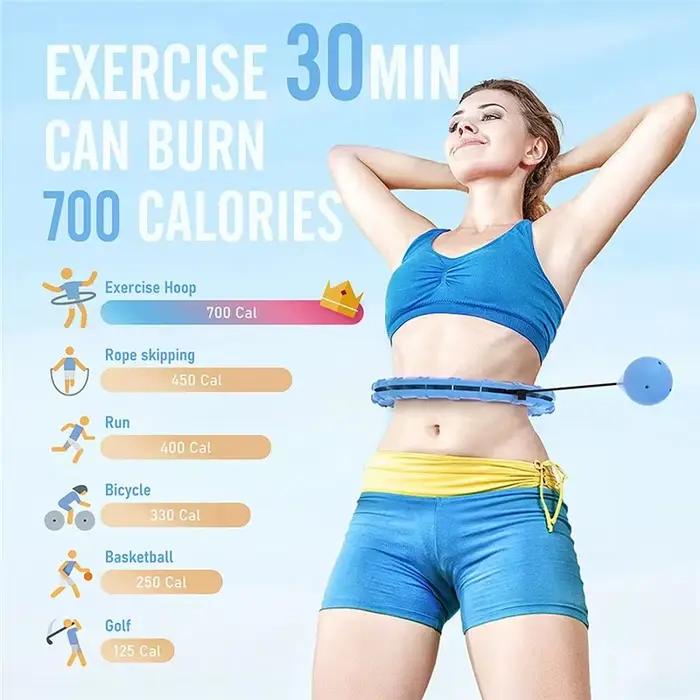 Cerceaux de sport pondérés pour adultes, perte de poids, exercice intelligent, grande taille, 2 en 1, réglables avec poignées amovibles