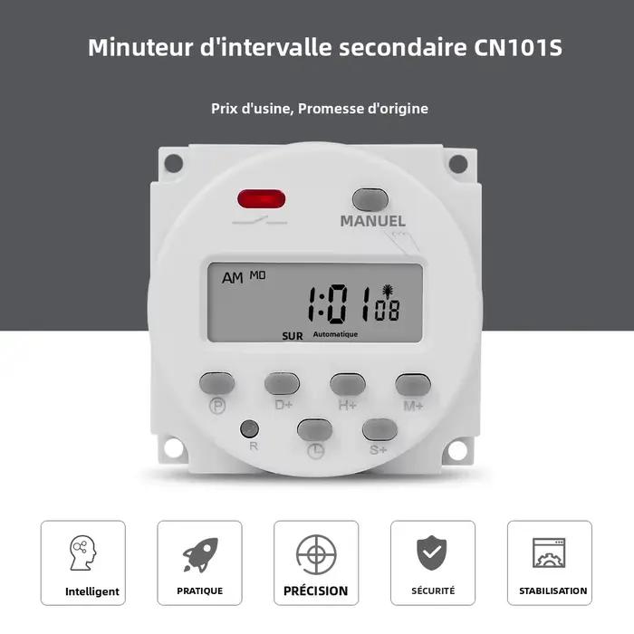 Relais horaire numérique CN101S avec écran LCD, programmable, 5V 12V 24V 110V 220V