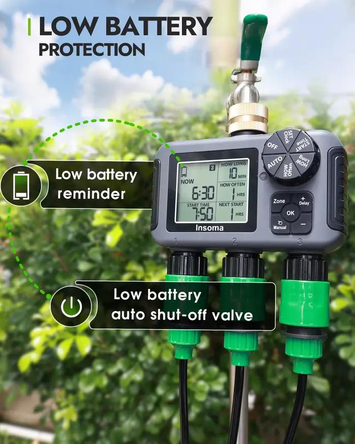 Insome programmeur d'irrigation automatique 3 sorties tuyau d'arrosage Dip robinet minuterie