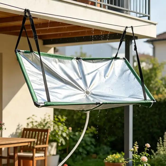 Collecteur d'eau de pluie pour jardin, tapis de récupération d'eau avec tuyau, filtre attrape-pluie pour pelouse, extérieur, jardin, balcon, camping