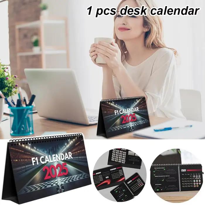 Calendrier de course 2025 F1 avec design sur piste, cadeau idéal pour les fans, les amateurs de course, parfait pour les cadeaux de Noël, de la Saint-Valentin et au bureau