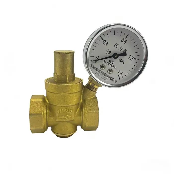 Réducteur de régulateur de pression d'eau en laiton 1/2 "3/4" 16bar DN15 DN20 avec jauge pour Instabilité hydraulique/purificateur