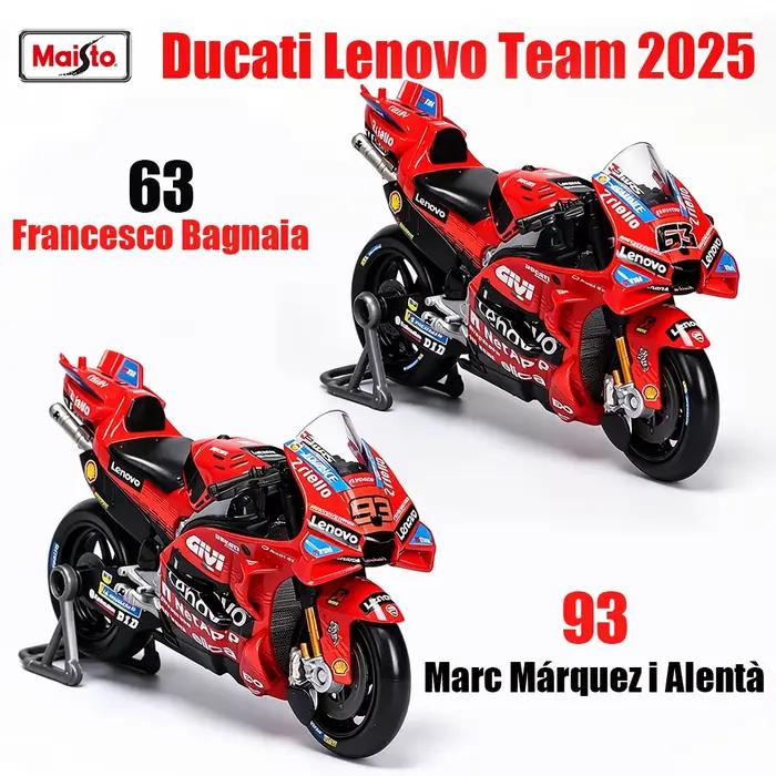 Maisto 1:18 MotoGP Ducati Team 2025 # 63 Francesco Bagnaia # 93 Marc Márquez et Alentà : Modèle de moto de collection, jouet cadeau