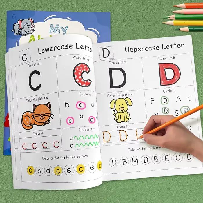 Lettres A-Z Alphabet phonique pratique cahier d'exercices apprentissage préscolaire langue anglaise maternelle écriture livre de coloriage Montessori