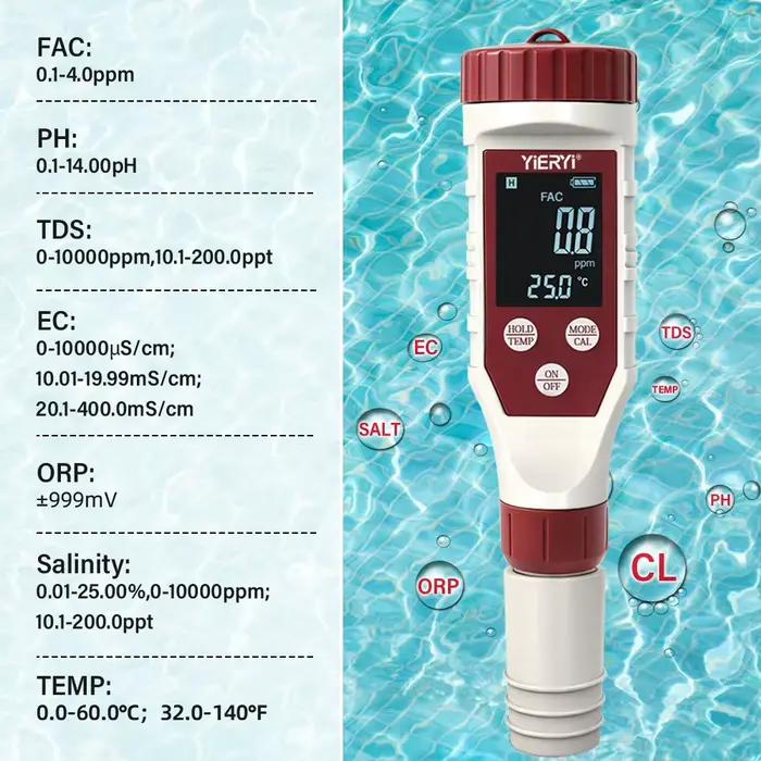 YAGO testeur d'eau de piscine numérique chlore pH ORP mètre