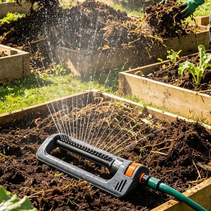 Arroseur oscillant de jardin à 19 trous avec base lestée pour pelouse