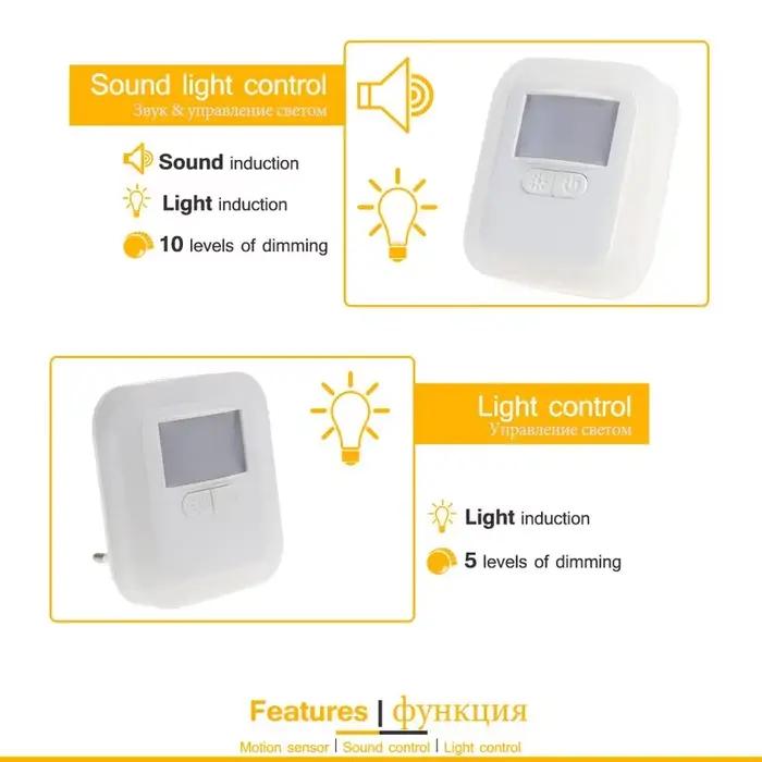 LED veilleuse capteur de son de mouvement lumières chambre décor lampe réglage de la luminosité intelligente maison escalier décoratif lampes de nuit